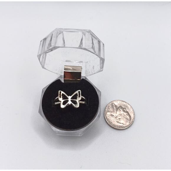 New Size 8 Adjustable Butterfly Ring Stainless Steel - Picture 3 of 3